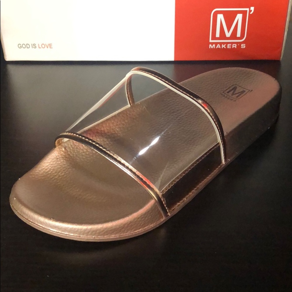 Rosegold Slides Clear Slides Flip Flops Sandals - Picture 3 of 6